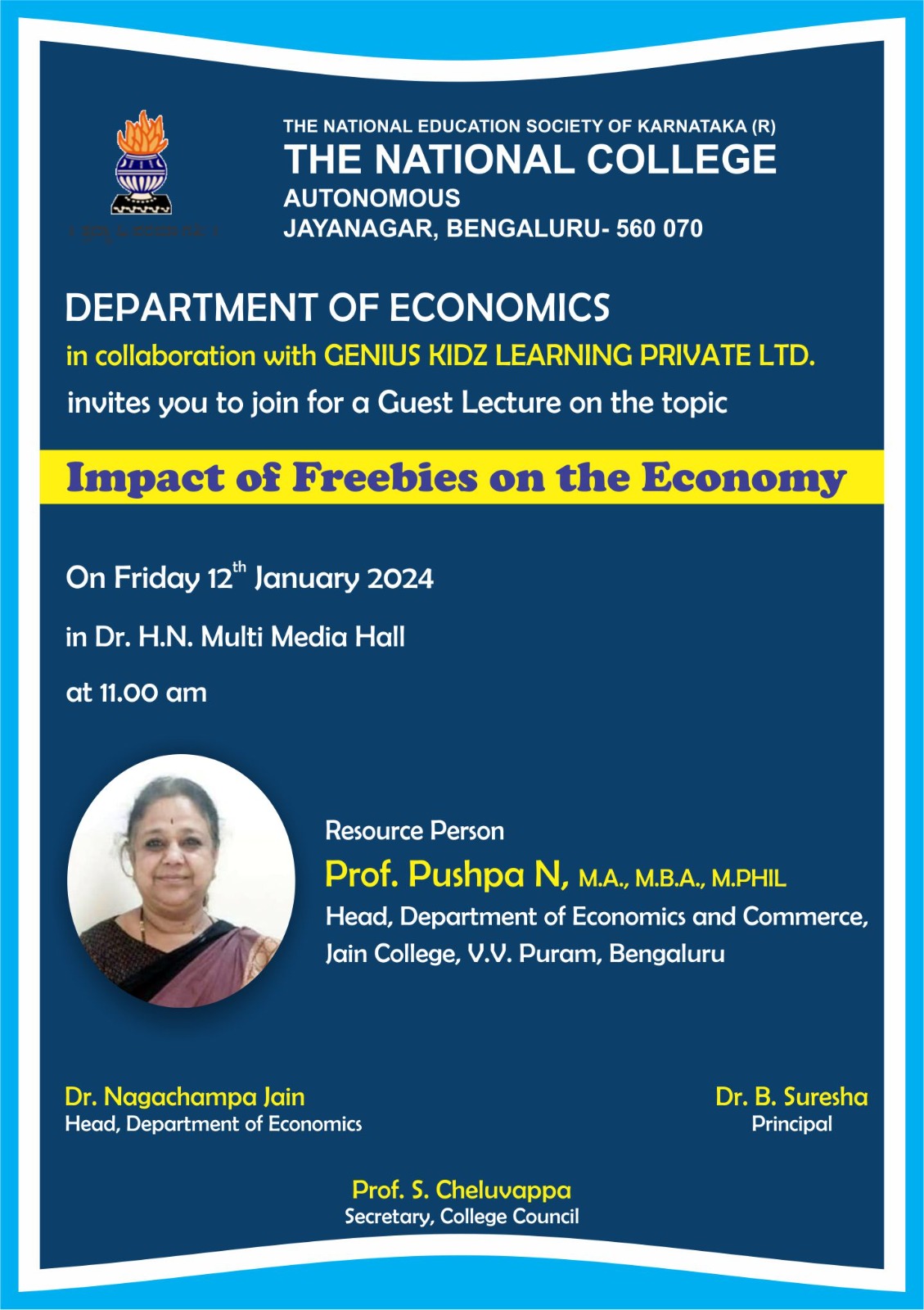 Economics Guest Lecture on the topic “Impact of freebies on the Economy ...